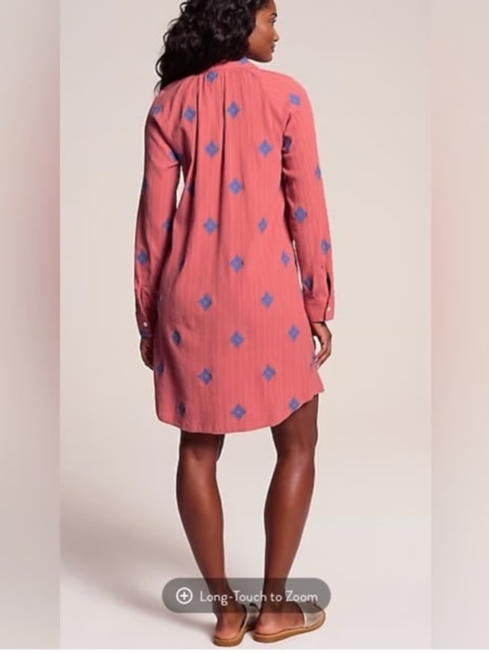 J. Jill Pure Jill Embroidered Shirtdress Size 3X in Coral Reef, Blue Lake - Picture 3 of 15